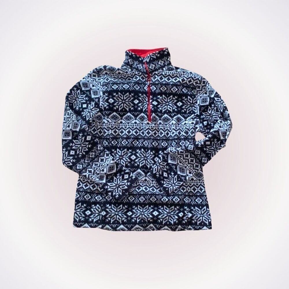 Lands’ End Snowflake Fleece Quarter-Zip Fleece | Sz XS